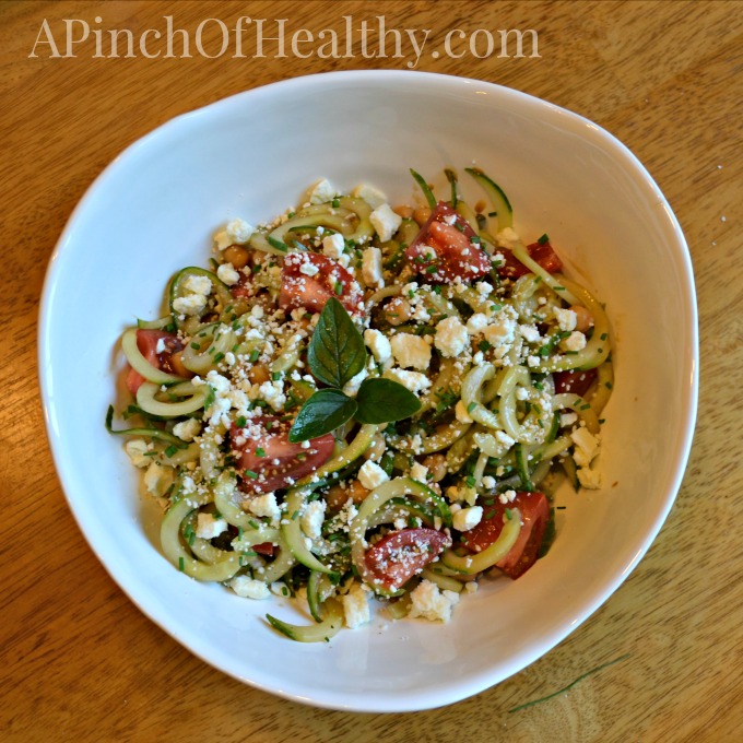 Spiralizer Greek Salad| APinchOfHealthy.com