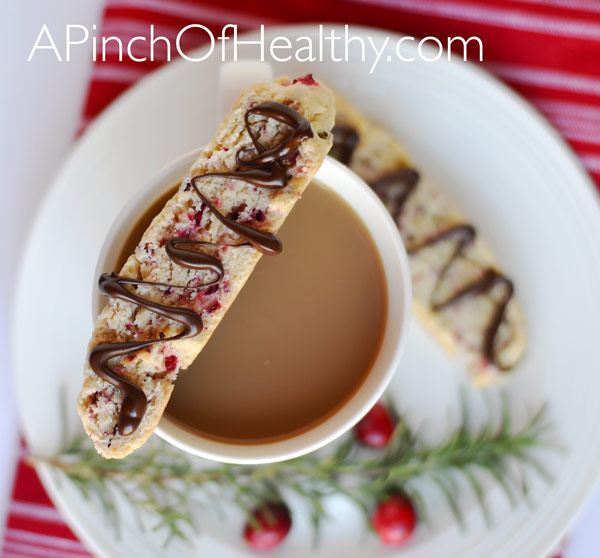Christmas Biscotti with Cranberries, Rosemary and Dark Chocolate| APinchOfHealthy.com