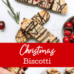 Christmas Biscotti with cranberries, rosemary and dark chocolate