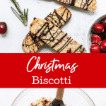 Christmas Biscotti with cranberries, rosemary and dark chocolate