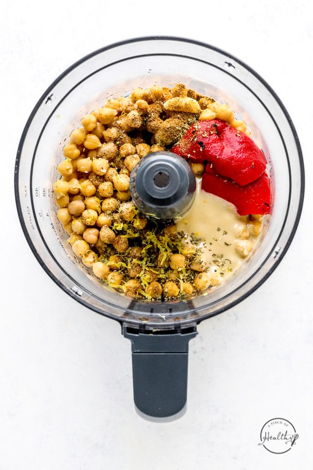 ingredients in a food processor before being processed