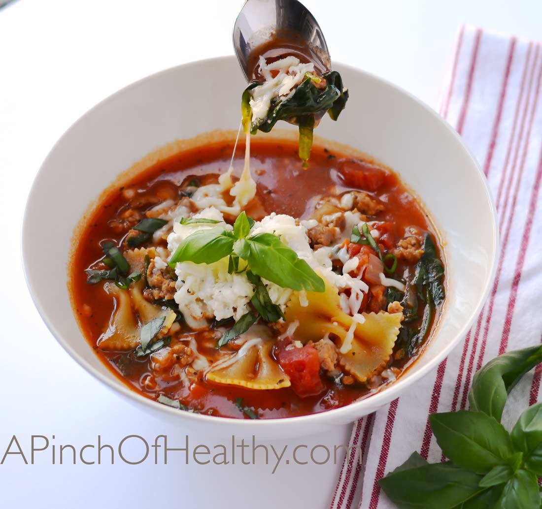 Healthy Lasagna Soup| APinchOfHealthy.com