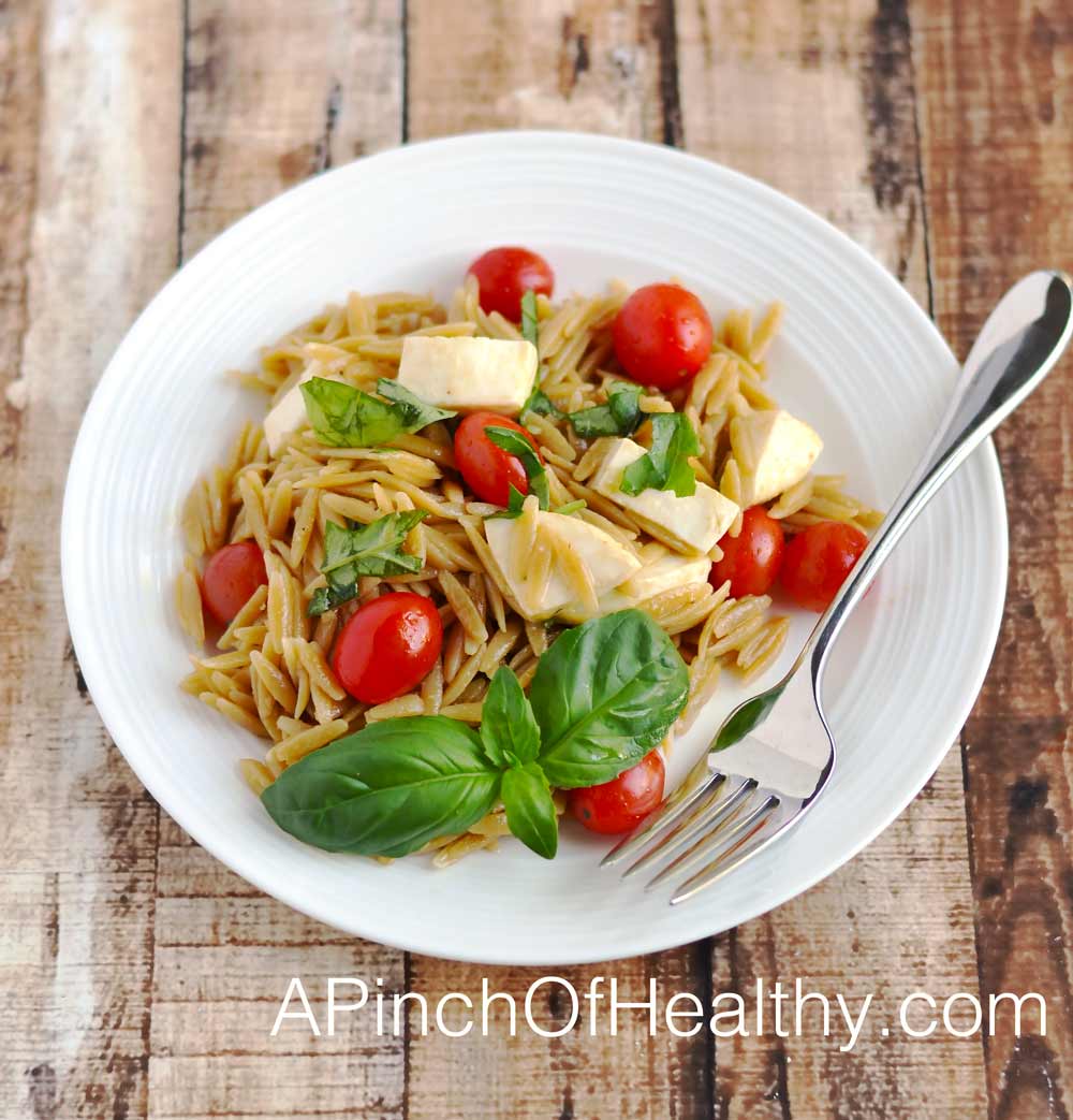 Caprese Orzo Salad - deicious side dish perfect for a picnic or barbeque | APinchOfHealthy.com