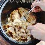 How to make easy shredded chicken in the slow cooker| APinchOfHealthy.com