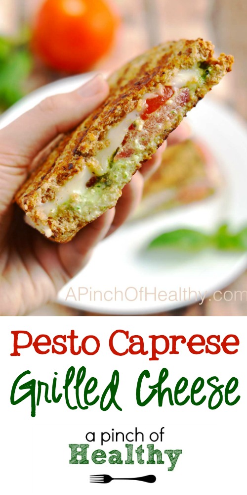 Pesto Caprese Grilled Cheese | APinchOfHealthy.com