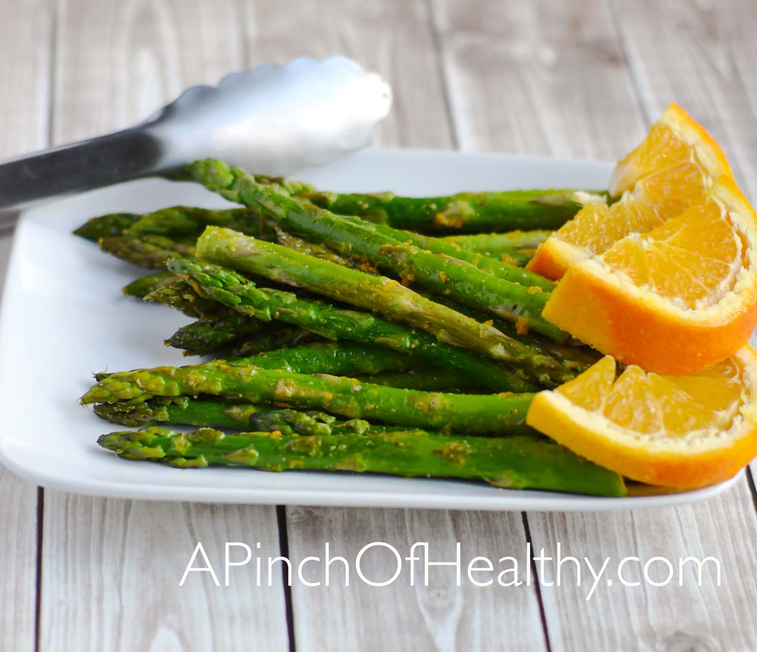 Roasted Asparagus with Orange Vinaigrette| APinchOfHealthy.com