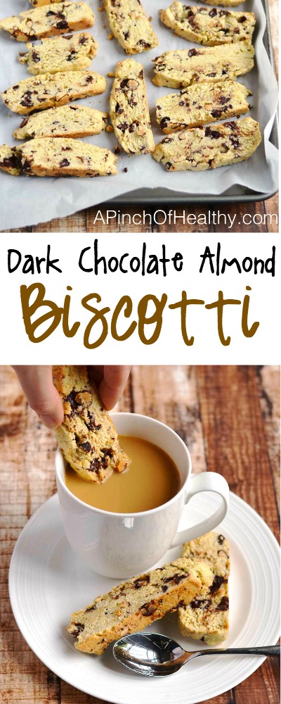 Dark Chocolate Almond Biscotti | APinchOfHealthy.com