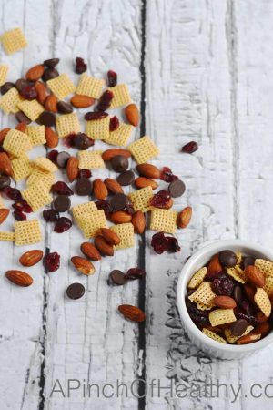 Cranberry Almond Dark Chocolate Trail Mix | APinchOfHealthy.com