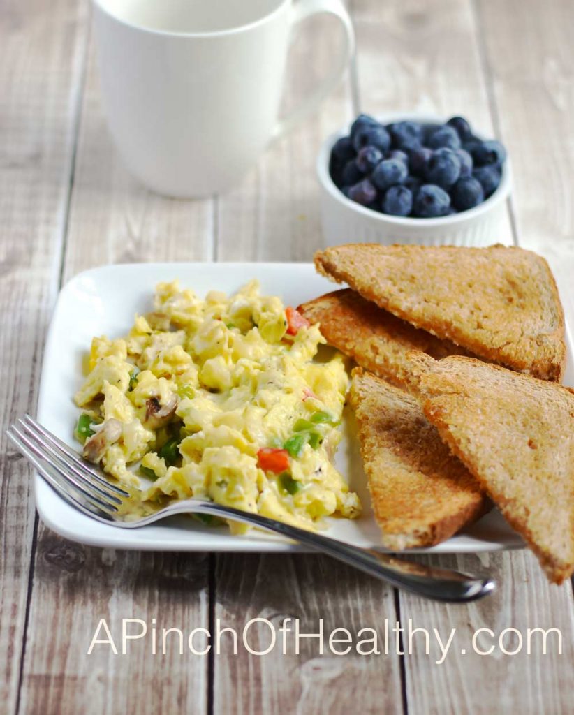 Veggie Scramble - a simple & delicious breakfast | APinchOfHealthy.com