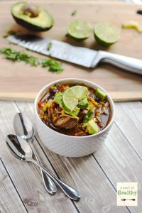 Chicken Tortilla Soup in the Slow Cooker - an easy, delicious meal you can throw together in a snap! | APinchOfHealthy.com