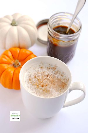 Pumpkin Spice Latte - make your own with all natural ingredients. No espresso machine needed! | APinchOfHealthy.com