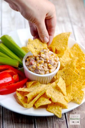 Corn Queso Dip - a yummy appetizer that everyone loves | APinchOfHealthy.com