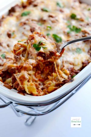 Lazy Girl Lasagna | APinchOfHealthy.com