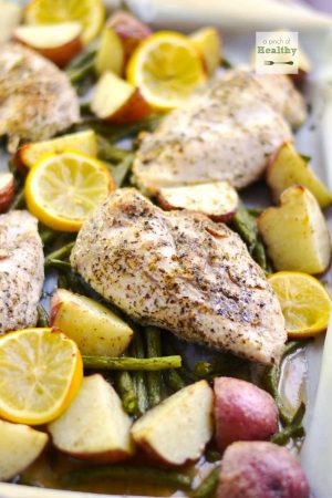 One Pan Chicken Dinner | APinchOfHealthy.com