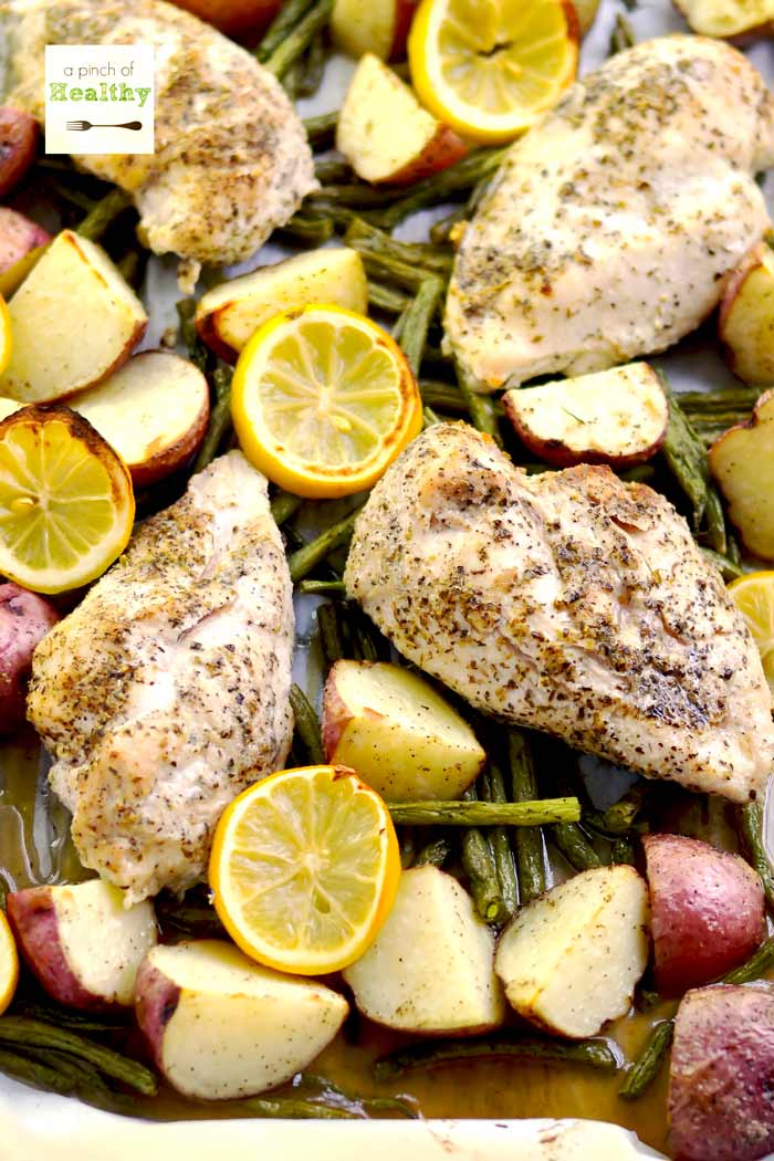 One Pan Chicken Dinner | APinchOfHealthy.com