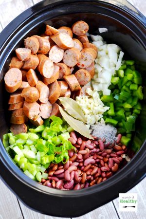 Red Beans and Rice in the Slow Cooker | APinchOfHealthy.com