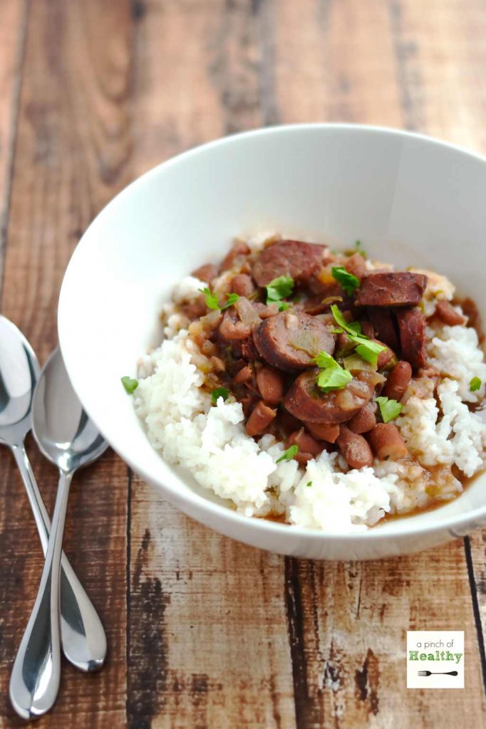 Red Beans and Rice in the Slow Cooker | APinchOfHealthy.com