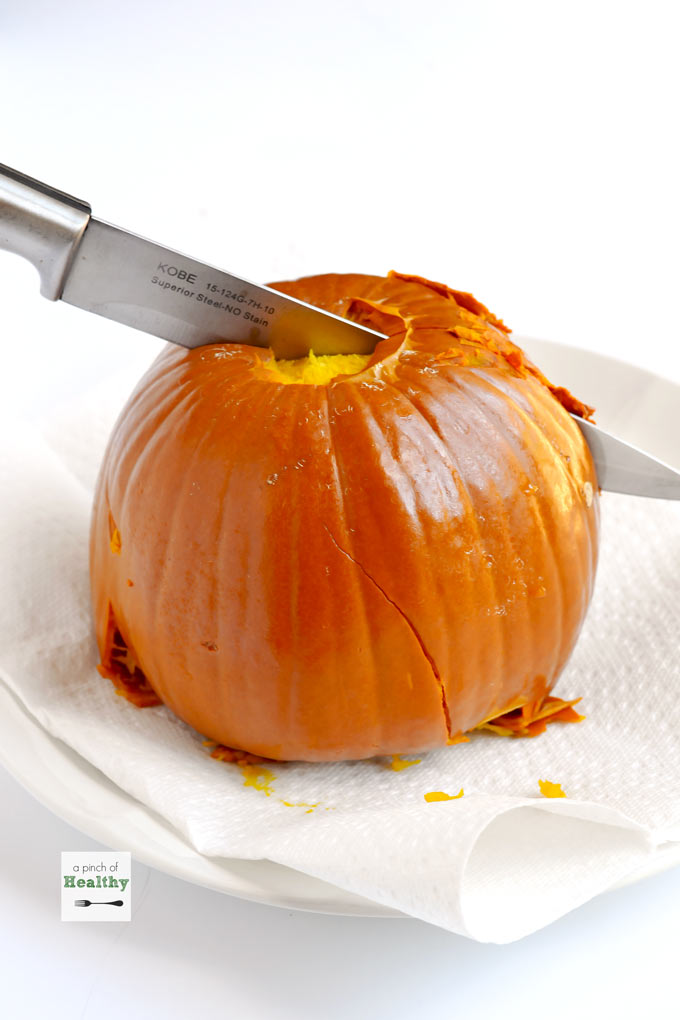 You can make Instant Pot pumpkin puree in a snap! It is super simple and easy since there is no peeling, cutting, de-seeding or even piercing ahead of time.