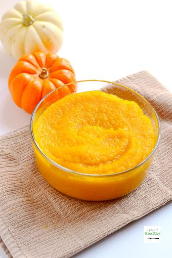 You can use your Instant Pot to make real pumpkin puree! It is super simple and easy since there is no peeling, cutting, de-seeding or even piercing ahead of time. | APinchOfHealthy.com