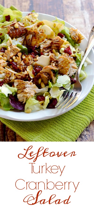 This leftover turkey cranberry salad is a light and delicious way to enjoy your Thanksgiving turkey leftovers. | APinchOfHealthy.com