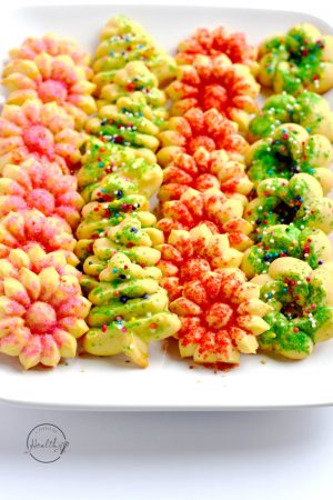 I have made these Christmas spritz cookies for many years, and they are a family favorite! | APinchOfHealthy.com