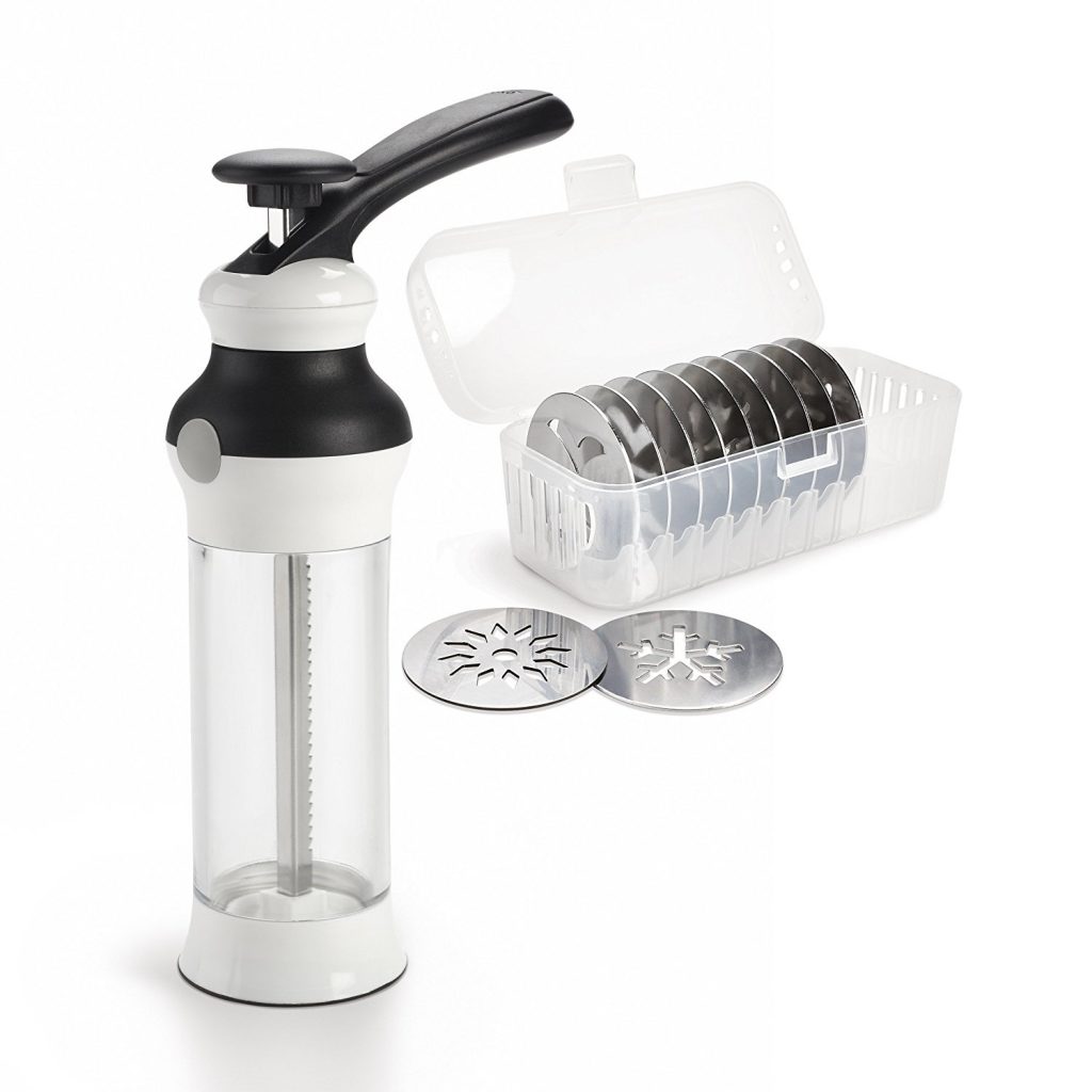cookie press with metal design disks