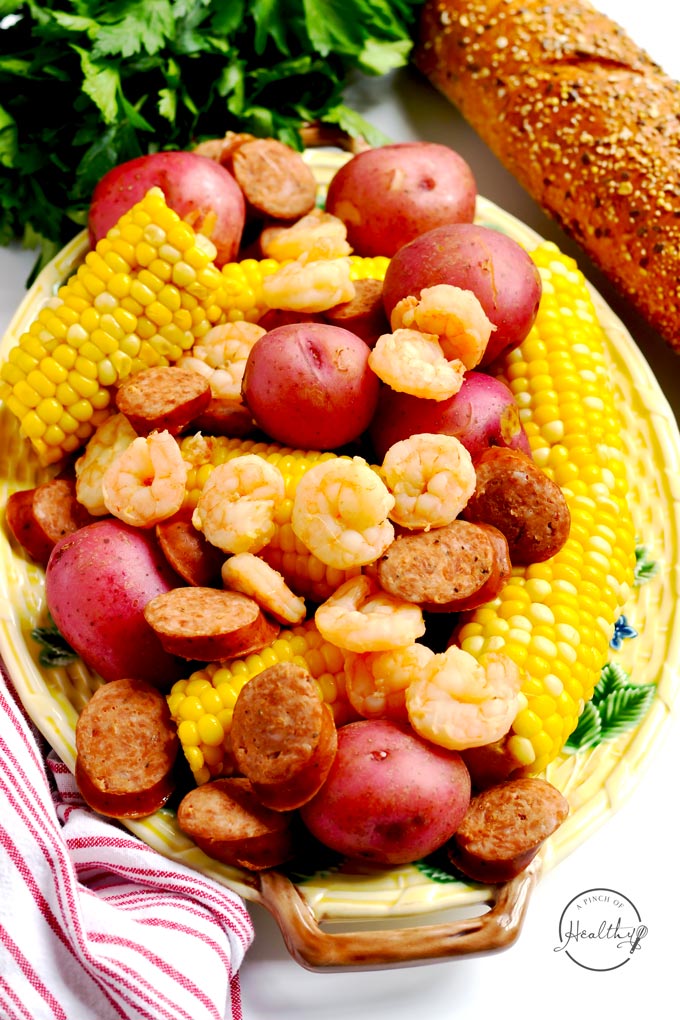 Lazy low country boil is a delicious all-in-one-pot meal that is perfect for a simple summer supper. | APinchOfHealthy.com
