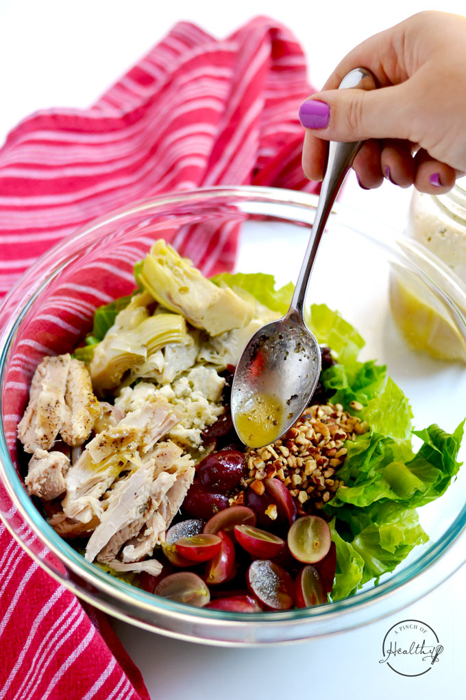 My copycat Newk's Favorite salad is so delicious, tangy and fresh, and it tastes just like the one from Newk's Express Cafe. | APinchOfHealthy.com