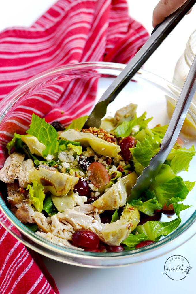 My copycat Newk's Favorite salad is so delicious, tangy and fresh, and it tastes just like the one from Newk's Express Cafe. | APinchOfHealthy.com
