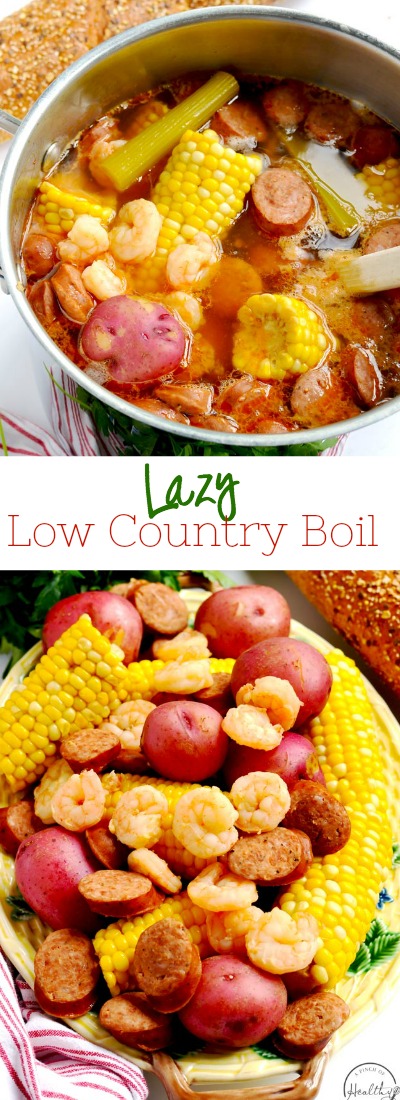 Lazy low country boil is aÂ delicious all-in-one-pot meal that is perfect for a simple summer supper. | APinchOfHealthy.com