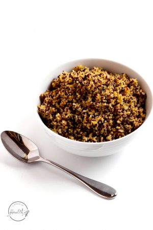 This Instant Pot quinoa is my go-to method for cooking quinoa, and it is super simple and quick. Great for making ahead too. | APinchOfHealthy.com