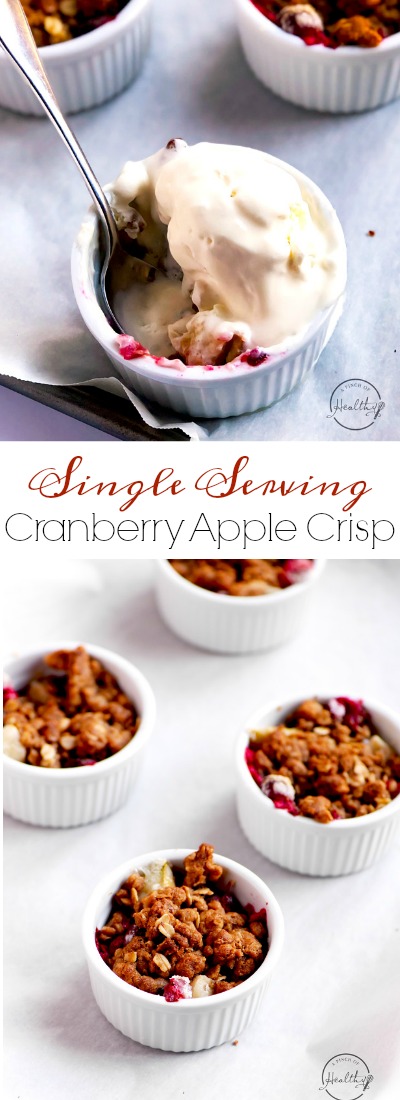 My cranberry apple crisp is the perfect warm and cozy dessert for the holidays - sweet, tart and delicious! | APinchOfHealthy.com