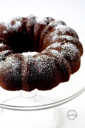Double chocolate bundt cake is an easy dessert that everyone goes crazy for, and it is perfect for the holidays. | APinchOfHealthy.com
