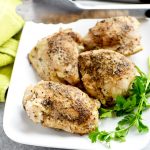 Instant Pot chicken thighs made with garlic and herbs