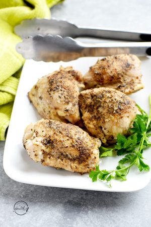 Instant Pot chicken thighs made with garlic and herbs
