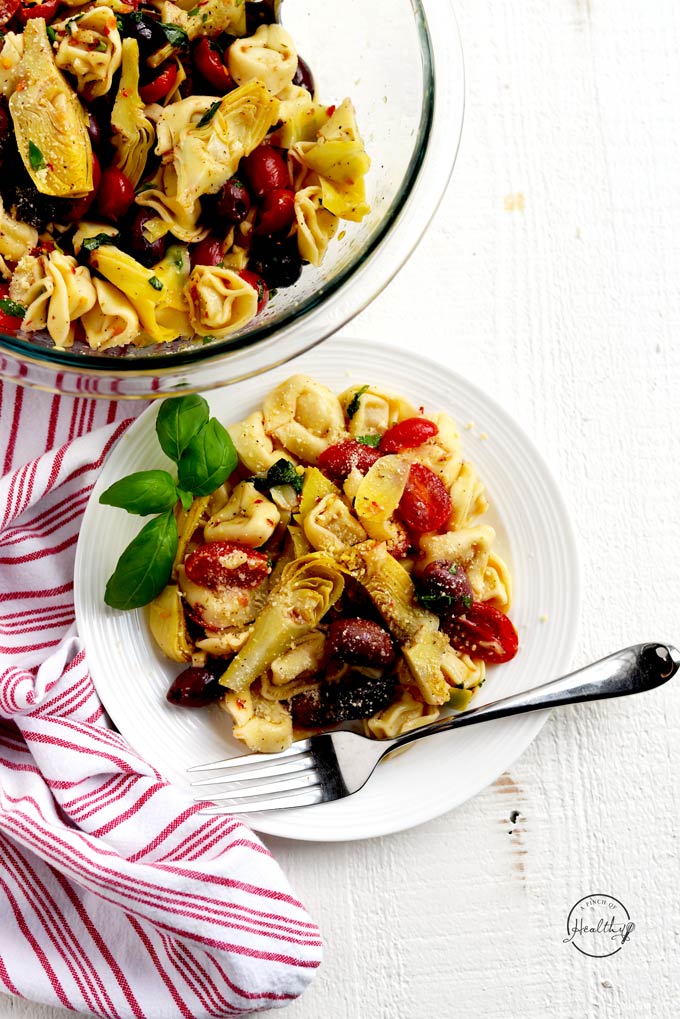Tortellini Pasta Salad (Vegetarian) - A Pinch of Healthy
