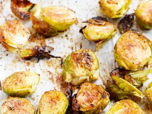 Lemon garlic roasted Brussels sprouts