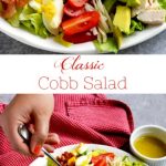 Cobb salad chicken bacon avocado, cheese, tomatoes, eggs, lemon and olive oil