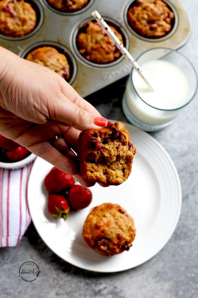 Strawberry muffins whole grain refined sugar free Greek yogurt