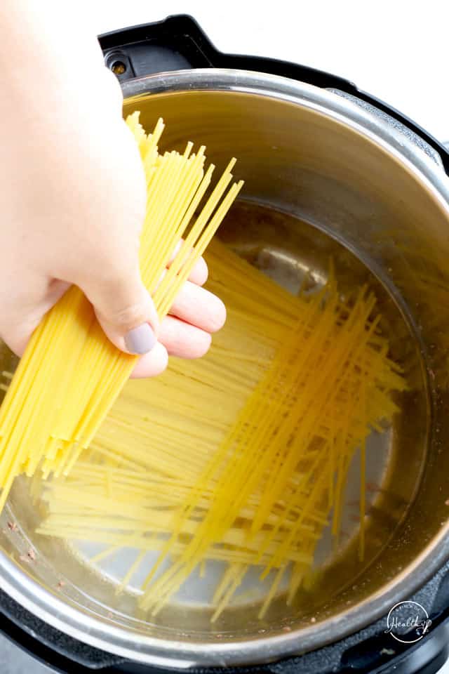 adding pasta to Instant Pot in water