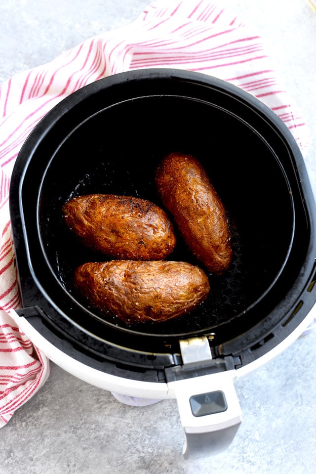 Cooked potatoes in Air Fryer basket