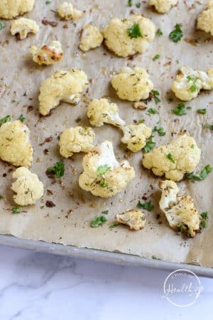 closeup roasted cauliflower