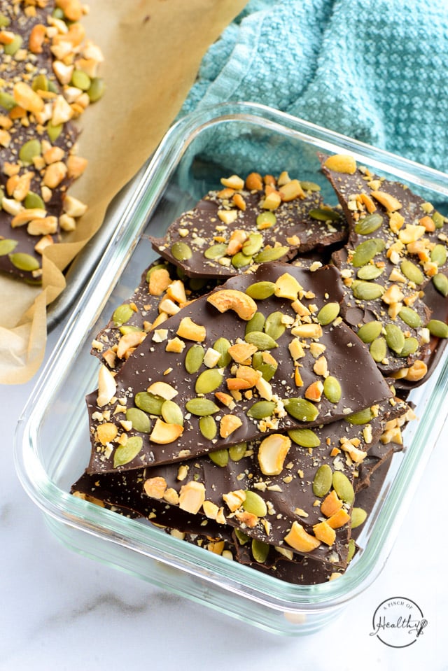 Dark Chocolate Bark (pantry dessert) A Pinch of Healthy