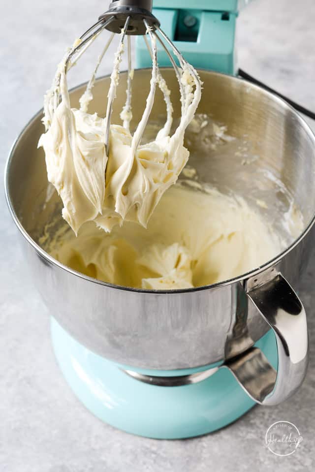 cream cheese icing in a stand mixer