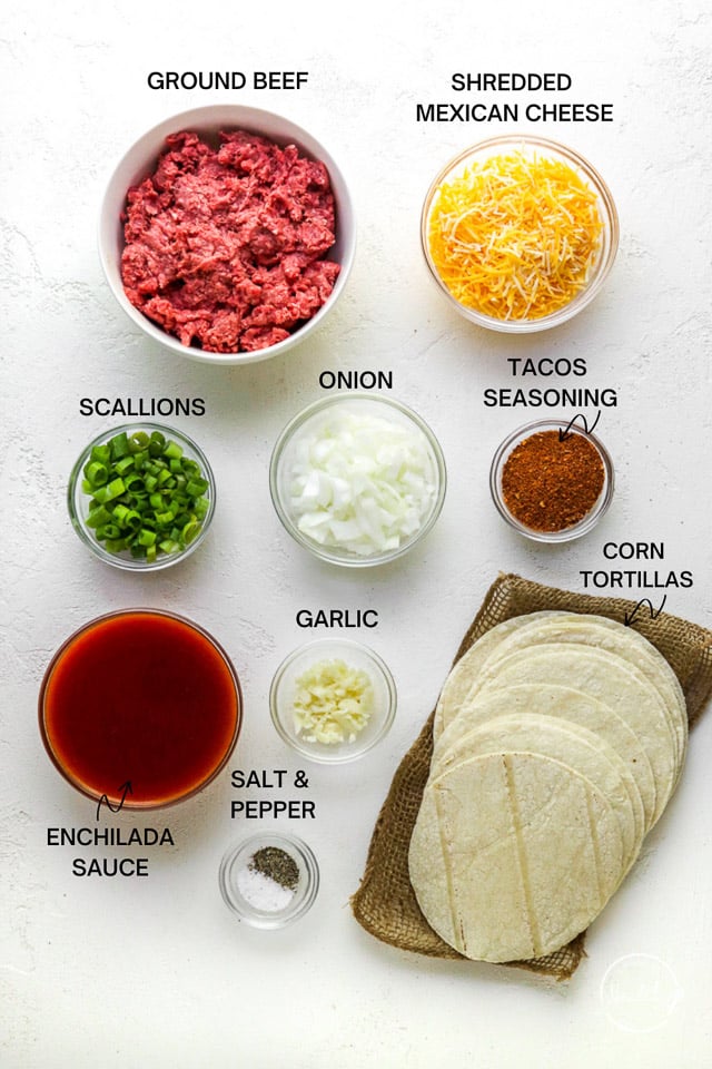ingredients labeled with text on white surface