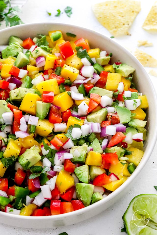 Mango salsa closeup