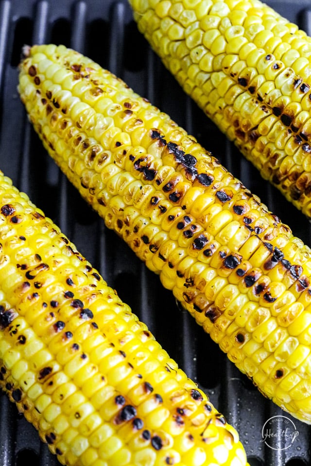 Grilled Corn on the Cob, on the grill grates