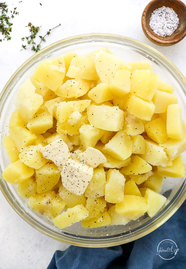 potatoes with butter in a big bowl