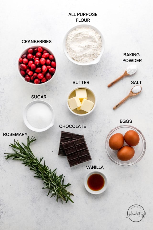 Ingredients with label text on white surface