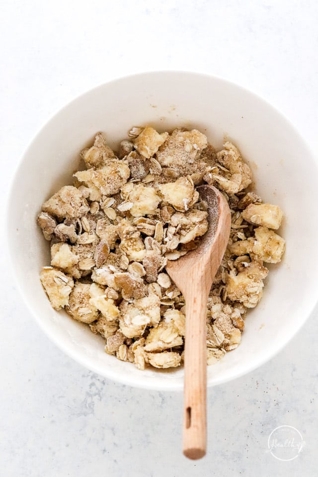 crisp topping in a mixing bowl